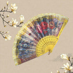 Ladies Elegant Hand Fan Wooden Frame Floral Lace Design Compact Portable