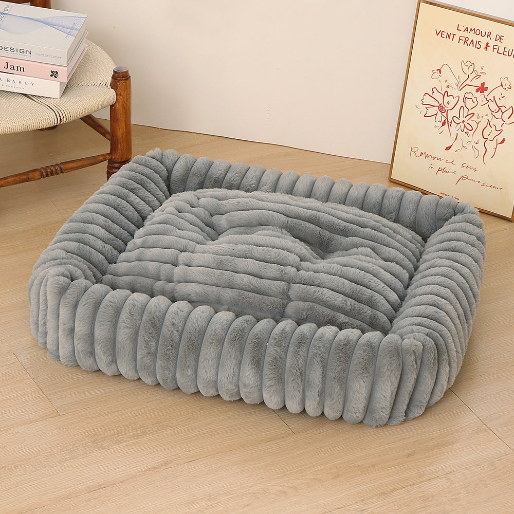 Plush Pet Bed with High Edge Non-Slip Bottom Soft Cozy Dog Cat Bed