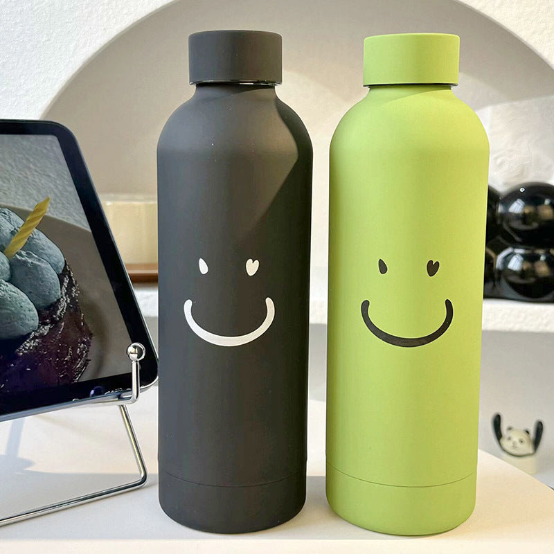 Women’s Stainless Steel Insulated Water Bottle Leak-Proof Smiley Face Design