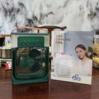 Portable USB Humidifying Fan with 3 Speeds and 7-Color LED Light Compact Moisturizing Desk Fan