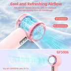 Women Multifunctional Hand Fan Portable Rechargeable Digital Display Pink Compact