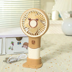 Ladies Portable Hand Fan with Playful Bear Design USB Rechargeable Lightweight Handheld Fan