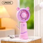 Portable Hand Fan USB Rechargeable Compact Cute Cat Design for Women