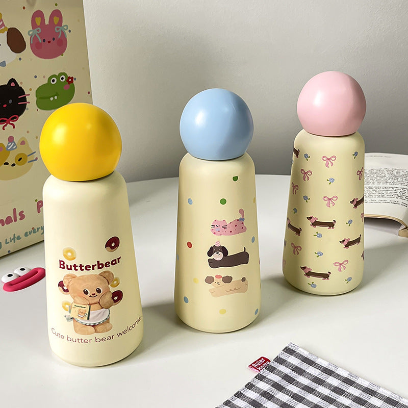 Insulated Ladies Water Bottle BPA-Free Plastic Flip-Top Lid Ergonomic Animal Design