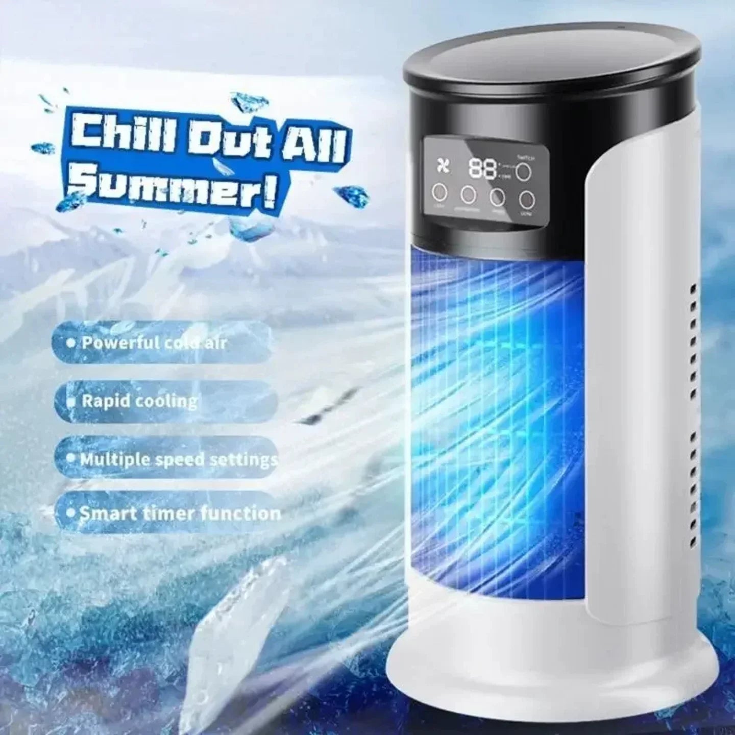 Portable Tower Evaporative Air Cooler with LED Touch Display and Smart Timer