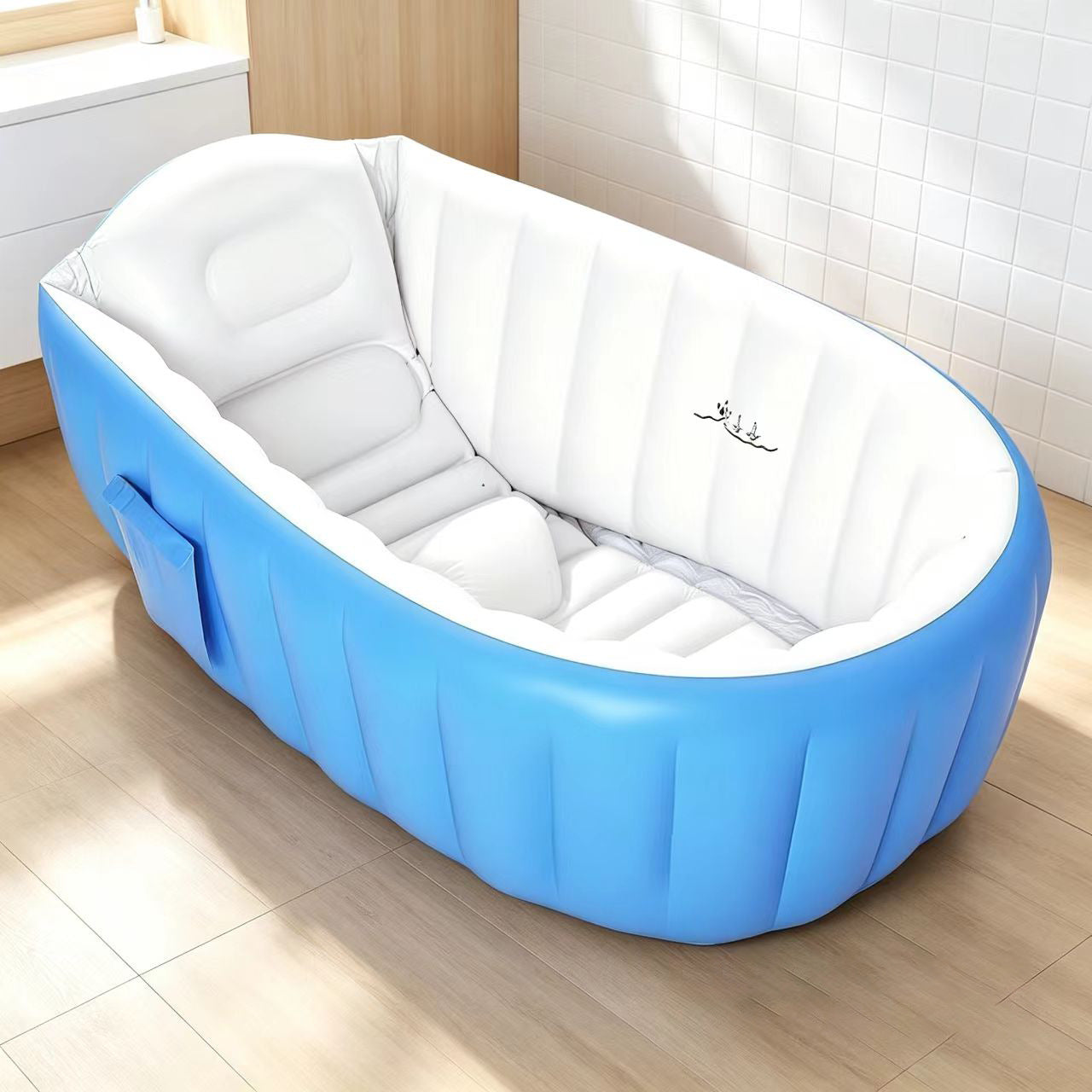 Women Inflatable Wellness Bathtub Ergonomic Design Waterproof Portable with Integrated Shelf