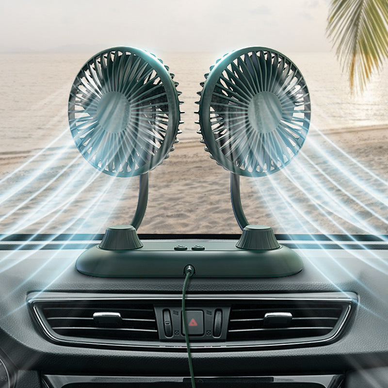 Dual Adjustable USB Powered Desktop Fan with Flexible Heads Quiet Portable Cooling
