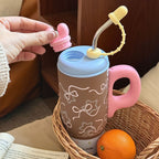 Women’s Multifunctional Drink Jug BPA-Free Floral Pattern Hot and Cold Beverage Pitcher with Handle