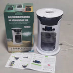 USB Humidifying Tower Fan Compact Air Circulation with LED Display Portable Quiet