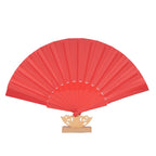 Women's Hand Fan with Filigree Wooden Handle Elegant Paper Folding Fan