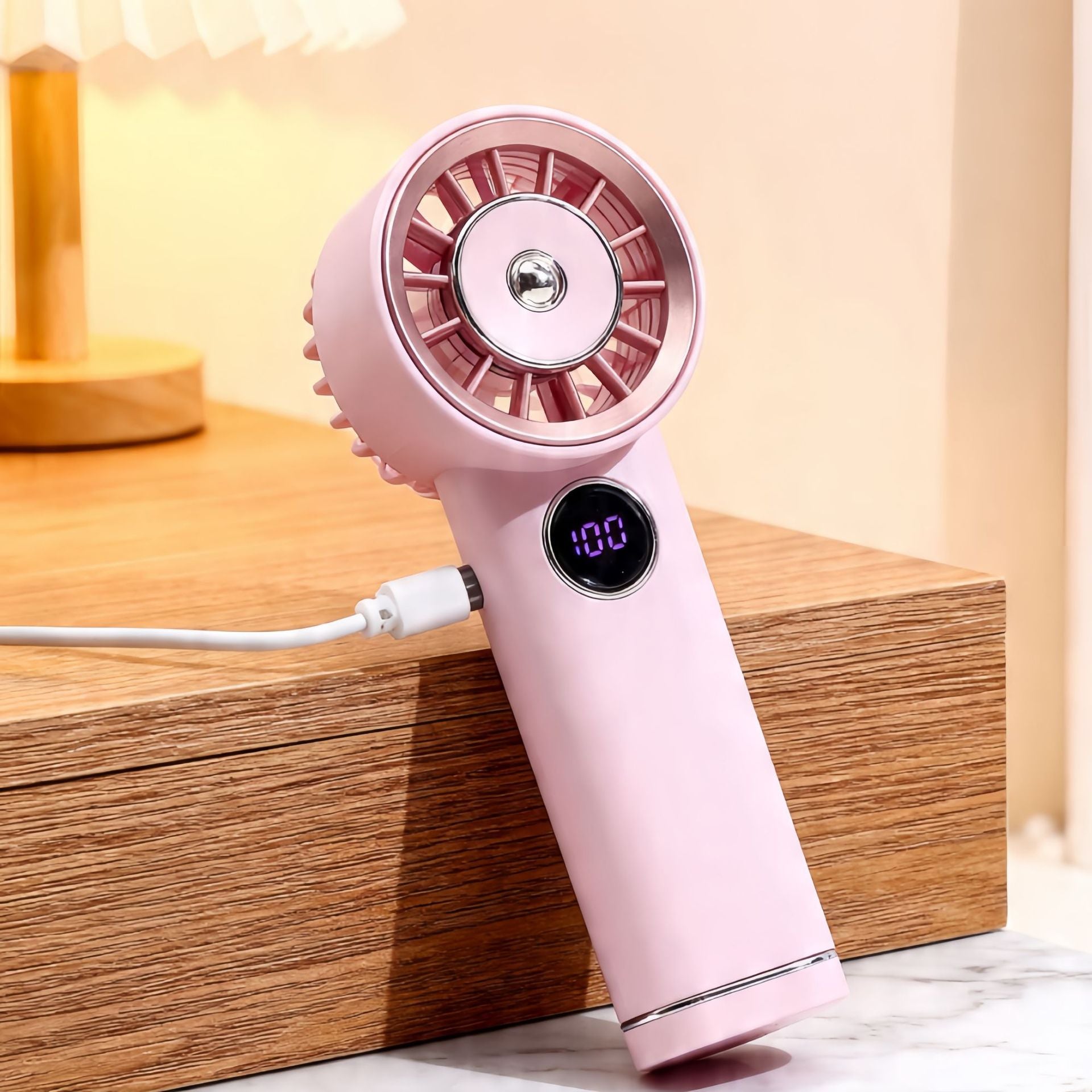 Portable USB Hand Fan with LCD Display Rechargeable Adjustable Speed Portable Cooling Fan