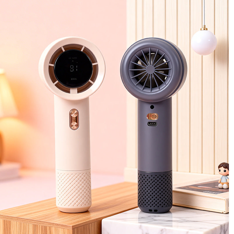 Portable High-Performance Fan with Digital Speed Display 5 Speeds USB Battery Powered Quiet Operation