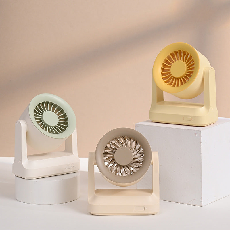Unisex nan compact rechargeable table fan with pivoting turbine air guidance