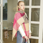 Ladies Throw Blanket Soft Lightweight Cozy Check Pattern Warm Tones