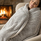 Cozy Textured Blanket with Alternating Pattern Soft Warm Throw for Living Room Bedroom