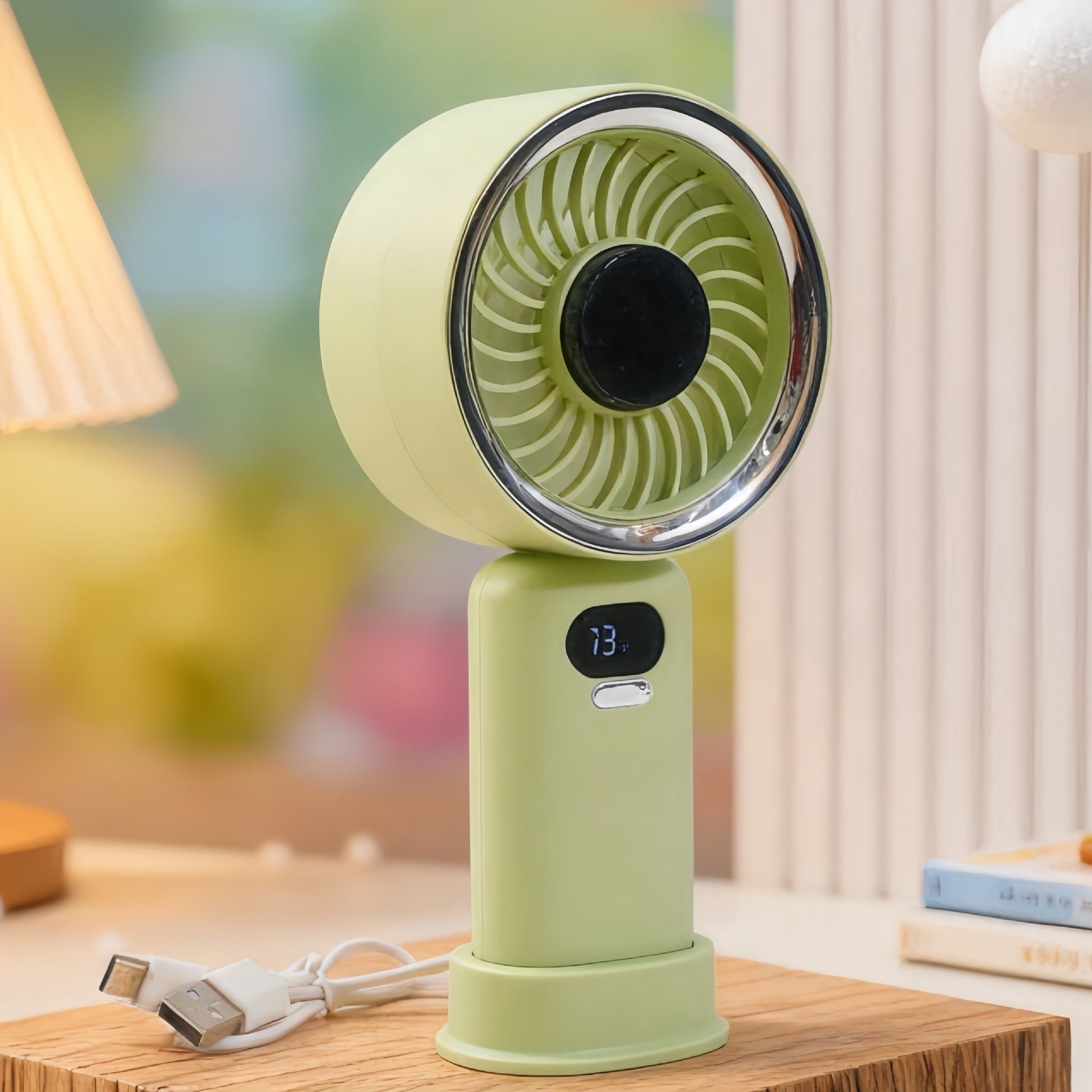 Portable Mini Fan with Digital Speed Display USB Rechargeable Handheld Table Fan