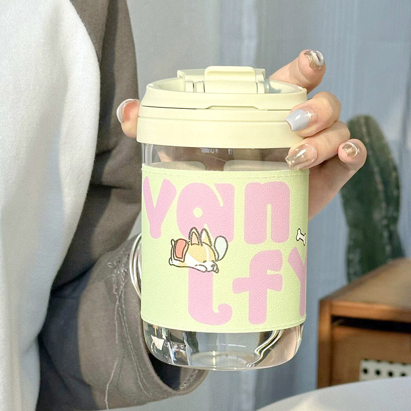 Ladies Insulated Drinking Mug with Secure Flip Lid and Cute Cat Design BPA-Free