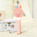 Portable Handheld Fan with LED Light and Animal Ear Design USB Rechargeable Quiet Operation