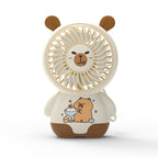 Portable Mini Fan Cute Bear Design Rechargeable Battery Powered for Women