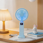 Portable Mini Hand Fan for Women with LCD Display USB Rechargeable Quiet Operation