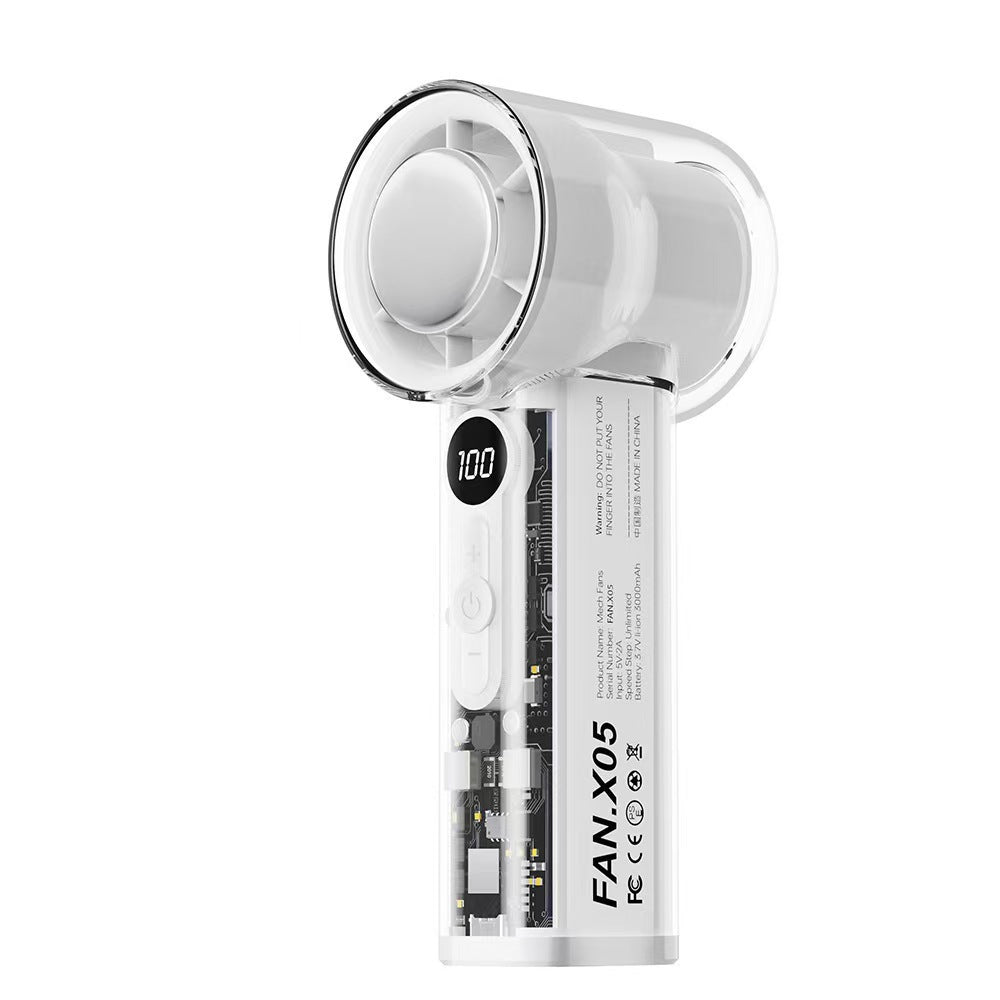 Portable Handheld Fan Compact Size With LED Display and Adjustable Speeds Battery Operated