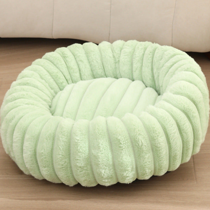 Round Plush Pet Bed with High Edges Ultra-Soft Hypoallergenic for Cats and Small Dogs