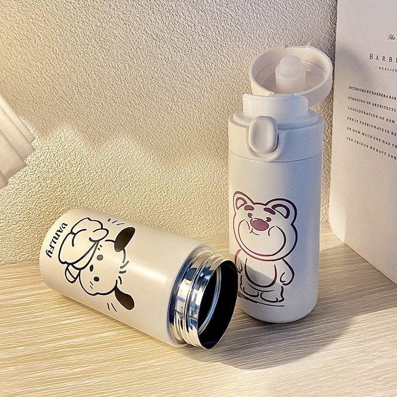 Women's Insulated Water Bottle Floral Design Leak-Proof Screw Cap Hot Cold Beverage