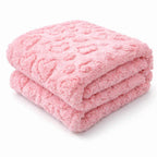 Brehn Women's Cozy Fleece Blanket with Heart Design Soft Warm Throw Blanket