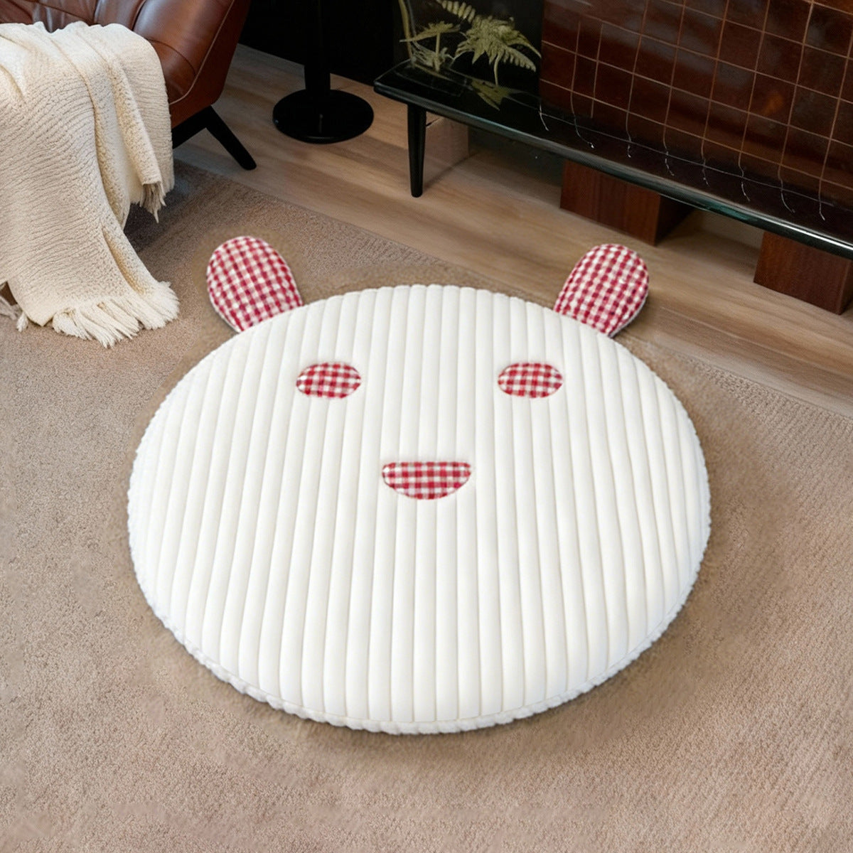 Harrow Women's Plush Seat Cushion with Non-Slip Base and Playful Checkered Ears