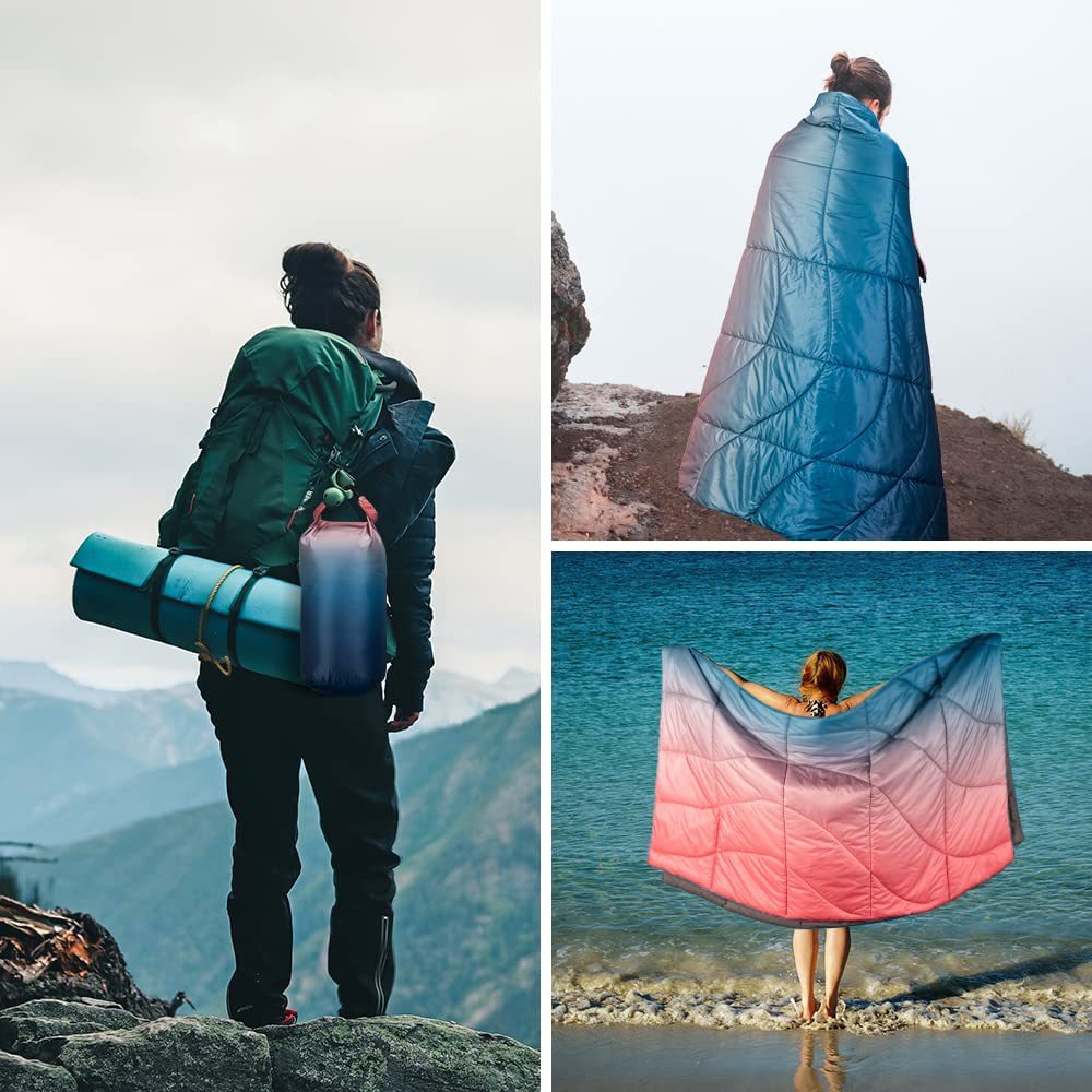 Oversized Blanket Unisex Large Soft Polyester Gradient Blue Red