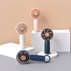Portable Rechargeable Hand Fan with Quiet Motor and Compact Stand Unisex