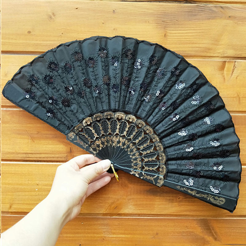 Handcrafted Ladies Fan with Exquisite Embroidery Lightweight Fabric Cooling Accessory