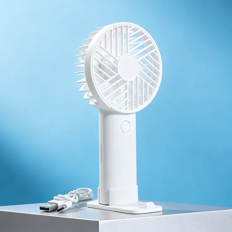 Portable Rechargeable USB Handheld Fan With Child-Safe Bear Design and Detachable Stand Quiet Motor