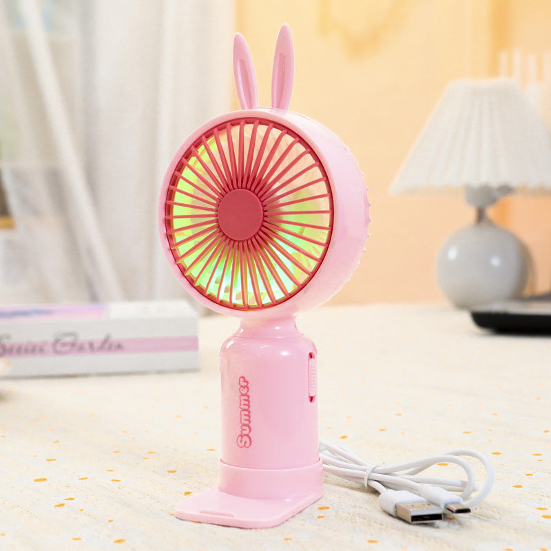 Portable USB Mini Fan with Folding Stand and LED Night Light Quiet Desk Fan