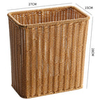 Rectangular Woven Waste Bin Natural Material Compact Bathroom Kitchen Office Trash Can