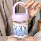 Women's Insulated Glass Water Bottle with Ergonomic Handle Multi-Functional Hot Cold Drink Container