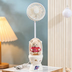Ladies Portable USB Rechargeable Hand Fan with Cute Plush Bear Design Quiet Operation