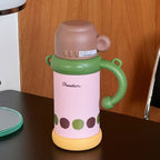 Women’s BPA-Free Plastic Water Bottle with Carry Handle and Integrated Straw Floral Design