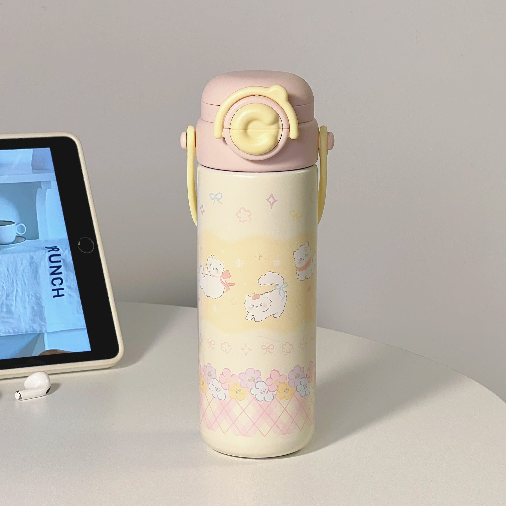Women's Insulated Coffee Mug with Leak-Proof Lid and Unique Animal Design Portable Handle