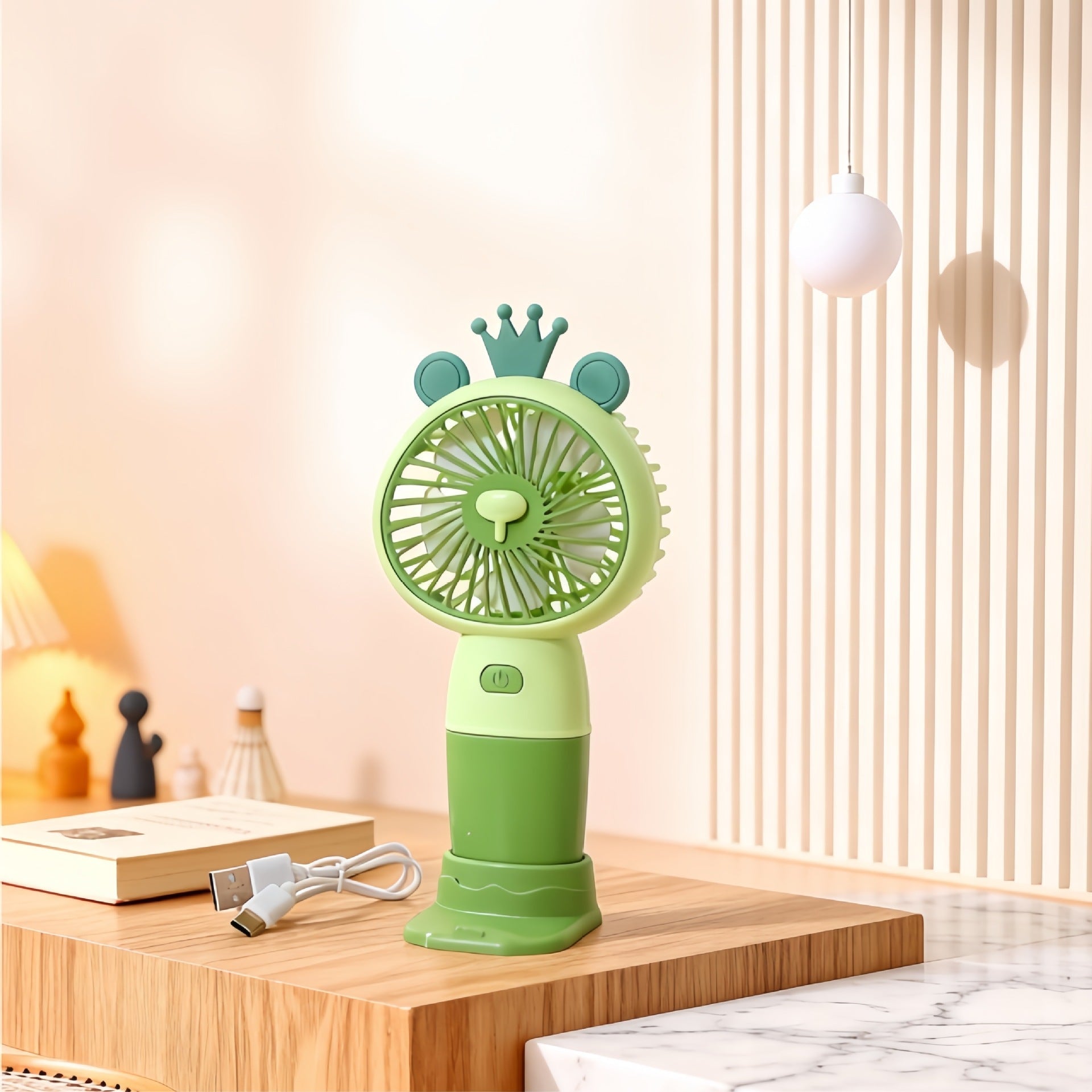 Portable Handheld Fan Lion Design USB Rechargeable Cute Lightweight Personal Fan