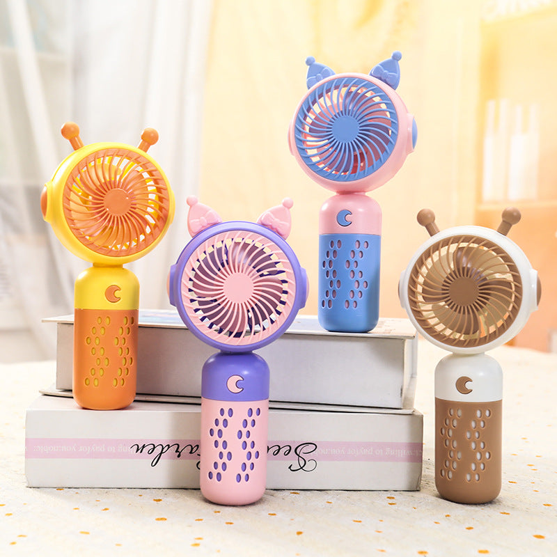 Portable USB Hand Fan Rechargeable Mini Quiet Cat Ear Travel Desk Fan