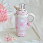 Insulated Women’s Water Bottle Leak-Proof Lid Built-In Straw Floral Design Compact Size