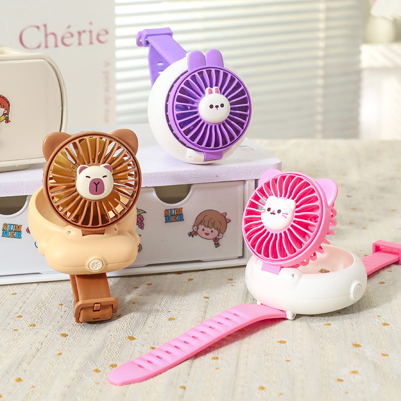Portable Handheld Fan Cute Rabbit Design USB Rechargeable Adjustable Speed Battery Powered