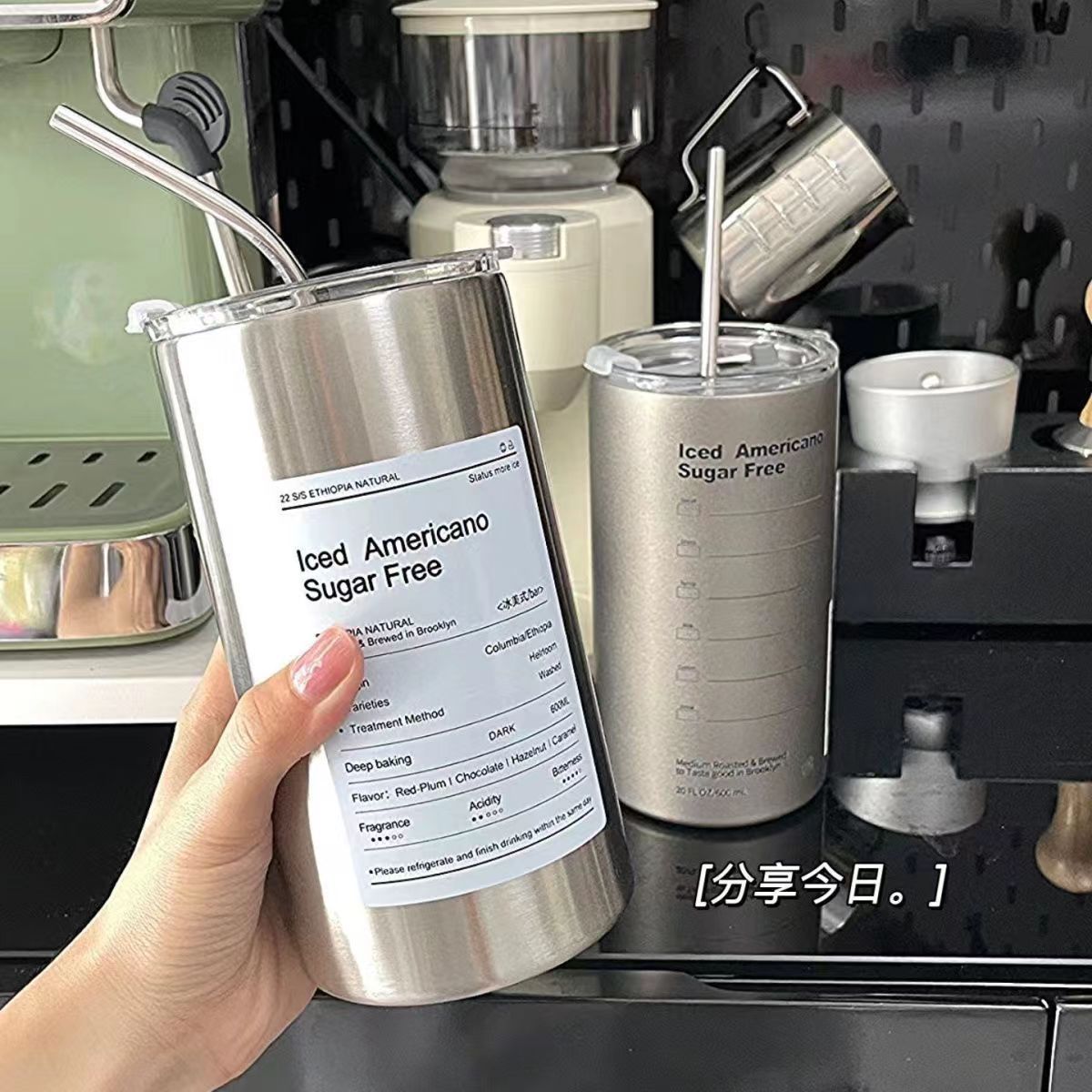 Women’s Stainless Steel Insulated Water Bottle with Built-In Straw and Creative Design