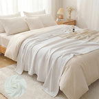 Bowlift Cotton Waffle Knit Throw Blanket Lightweight Breathable Cozy Bed Throw