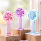 Portable Hand Fan with LED Light USB Rechargeable Compact Handheld Fan for Women