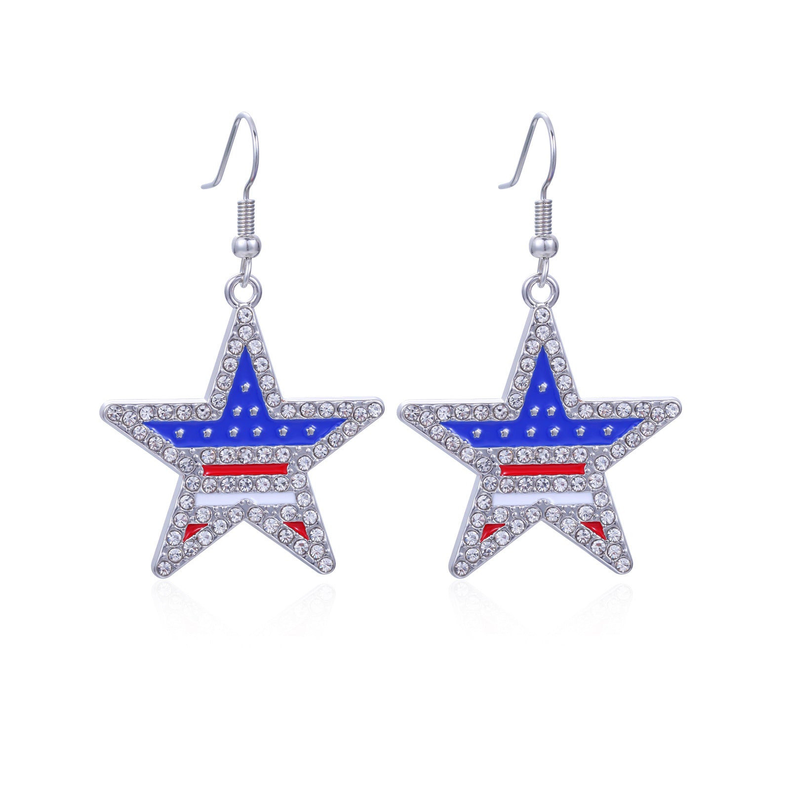 Women's Lightweight Star Earrings Enamel Flag Design Fishhook Closure Zinc Alloy