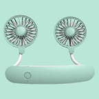 Unisex nano portable double neck fan with silent motor, adjustable fan heads, and rechargeable battery