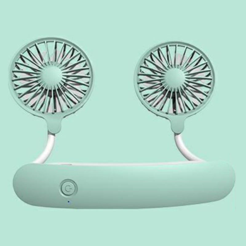 Unisex nano portable double neck fan with silent motor, adjustable fan heads, and rechargeable battery