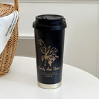 Women Travel Mug Insulated Stainless Steel Leak-Proof with Elegant Floral Illustration
